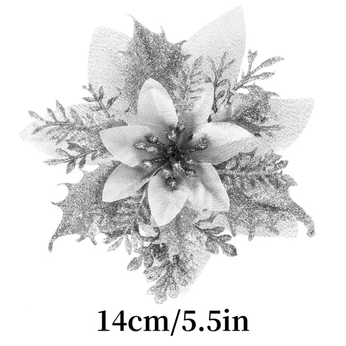 Poinsettia – fleurs de noël artificielles à paillettes