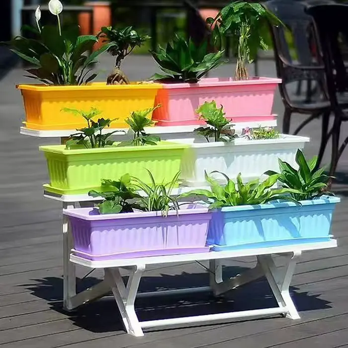 Pots de fleurs rectangulaires en plastique respirant