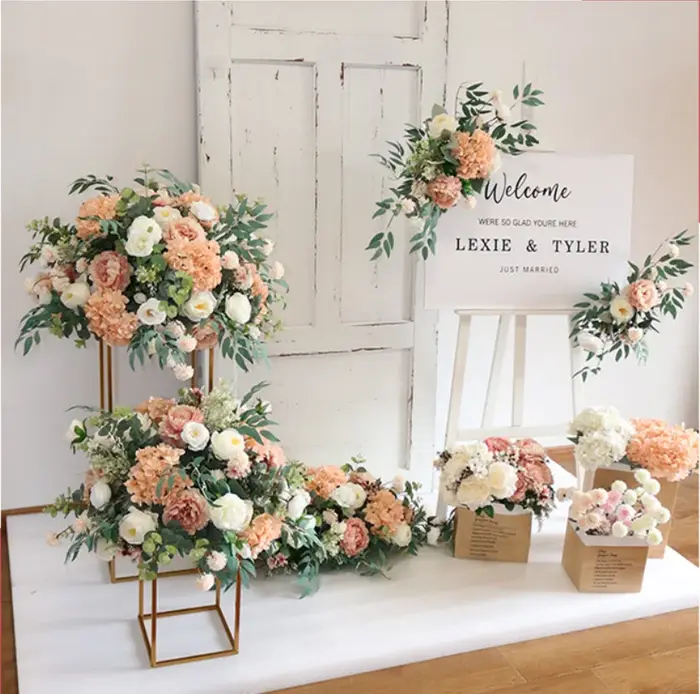 Fleurs artificielles pour décoration de mariage, scène de fête, fleurs de coin, toile de fond, décoration de maison, festival, boule florale