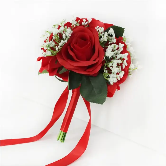 YO CHO Bouquet de fleurs artificielles mariée fleur de mariage soie Rose souffle de bébé