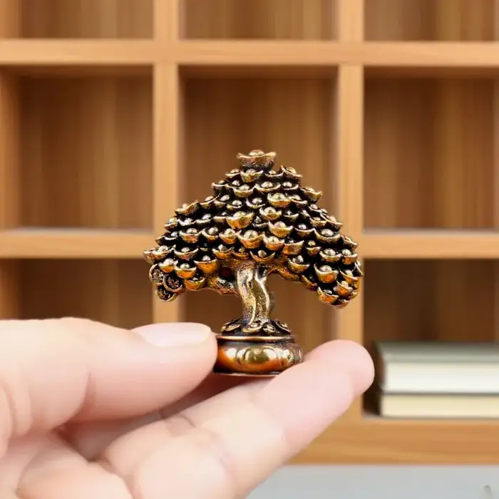 Figurines Feng Shui d'arbre de richesse chinoise en laiton