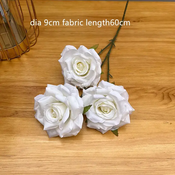 Rose artificielle blanche pour décoration de mariage, rangée de feuilles vertes, guide routier, fleu