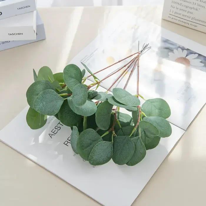 10Pcs Plantes Artificielles Soie Feuilles D'eucalyptus Bricolage Festival Vase Maison Scrapbook Fleu