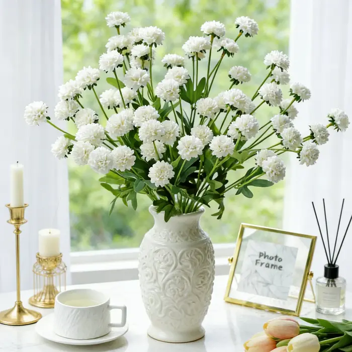 Fleurs Artificielles en Soie Chrysanthèmes pour Jardin