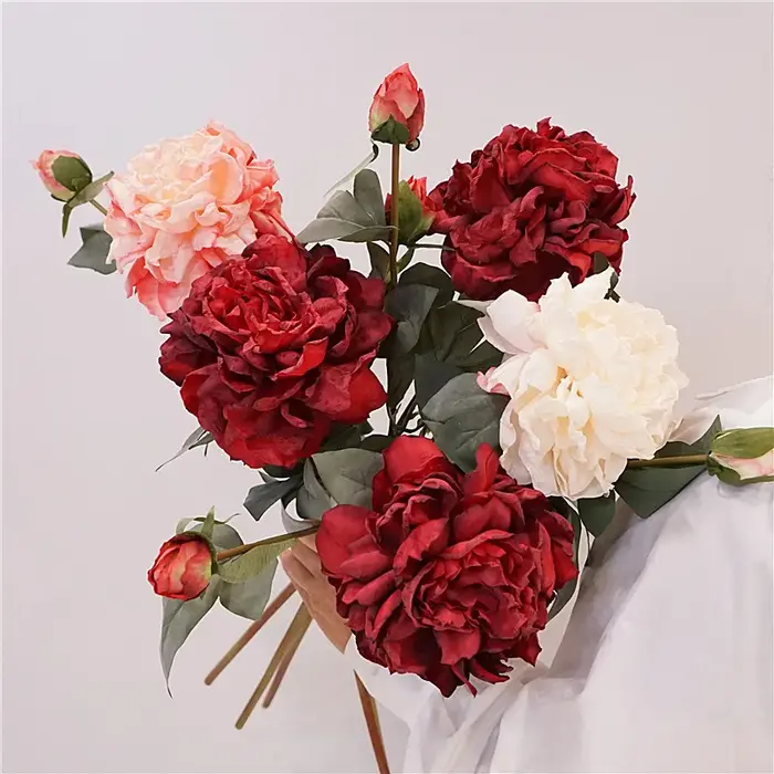 3 pièces de fleurs artificielles en soie de style européen vintage