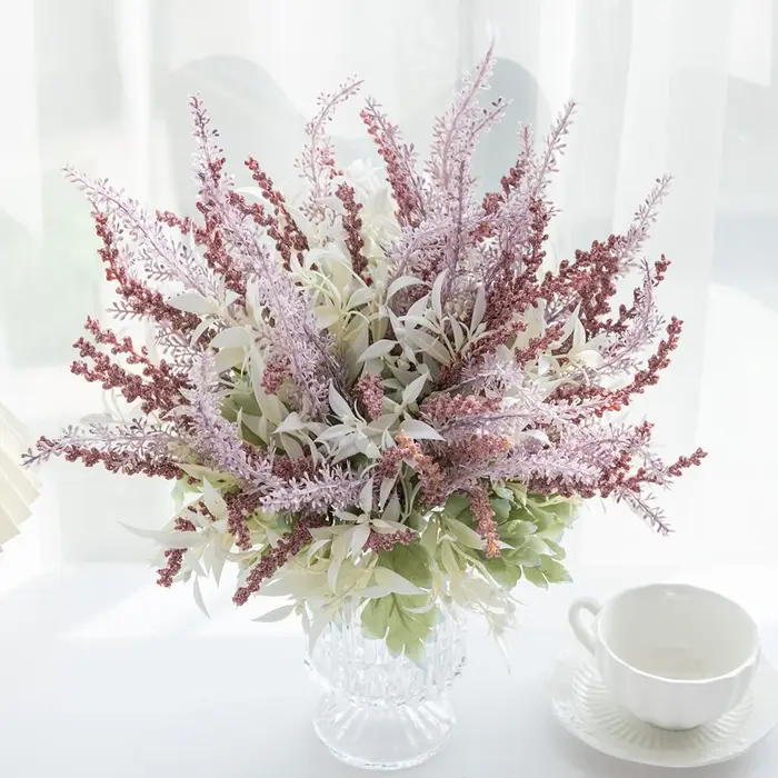 1pc plantes artificielles lavande gypsophile fleurs Bouquet PE fête de mariage maison chambre Table décor bricolage couronnes Arrangement Floral