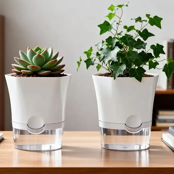1/5 pièces Pot de fleurs auto-arrosant transparent