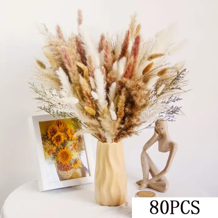 70 pièces moelleux Pampas fleurs séchées violet limonium Boho décor à la maison Vase remplissage bricolage matériel vraie fleur mariage Bouquets de mariée