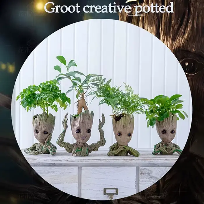 Pots de fleurs de jardinière Groot, décoration de maison, Pot de fleurs d'intérieur, ornements d'arbre pour homme, Statue de figurine d'anime, artisanat d'art, cadeaux pour enfants et hommes