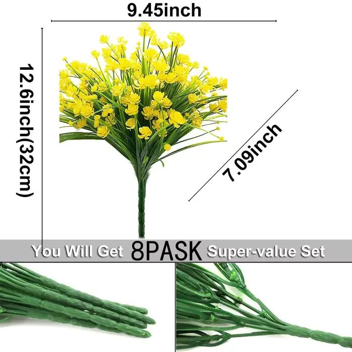 Fleurs artificielles fausses plantes extérieures arbustes en plastique résistants aux UV
