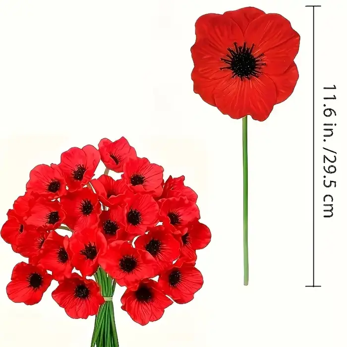 Fleurs de coquelicot rouges artificielles – Parfaites pour bouquets de mariage et arrangements floraux idéaux pour la Saint-Valentin et les décorations