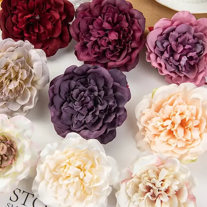 50/100PCS Fleurs Artificielles Pas Cher Décor À La Maison De Mariage Jardin Rose Arche Soie Dahlia Jolie Pivoine Guirlande Artistique Robe Accessoire