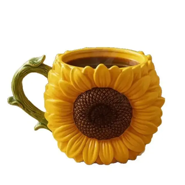 Mug en céramique créatif et élégant en forme de fleur, de haute qualité, style rétro français, pour boire du café et de l'eau