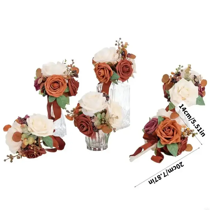 Bouquets fleurs artificielles 6 pièces, pour mariée demoiselles d'honneur, décoration mariage 55KF