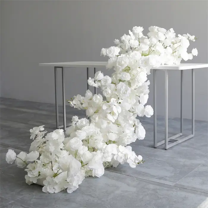 Rangée de fleurs artificielles Uflower 200cm 100cm 50cm – Décoration florale pour centre de table de mariage
