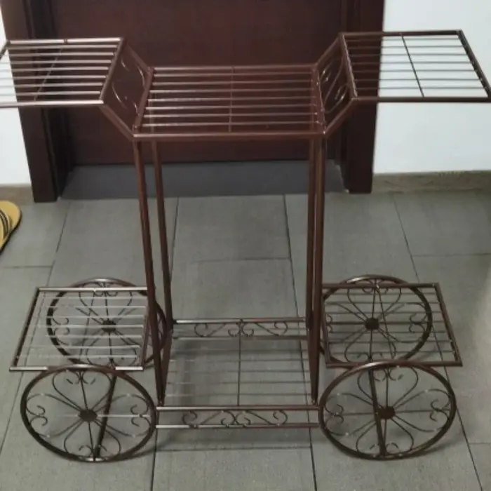 Grand Support de Plante en Métal à 6 Niveaux, Chariot de Jardin, Présentoir en Fer Forgé pour Décora