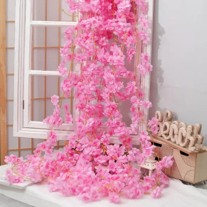 Guirlande de fleurs artificielles de cerisier Sakura de 180 cm pour mariage