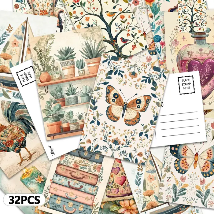 32 pièces, cartes postales à thème floral