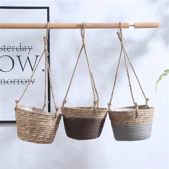Pot suspendu de jardin en macramé