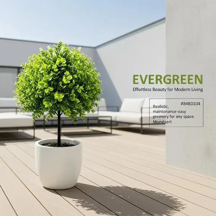 Plantes vertes artificielles sur piquet
