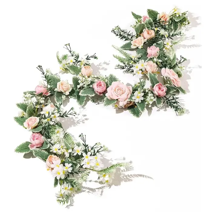 Guirlande de fleurs artificielles roses 175 cm