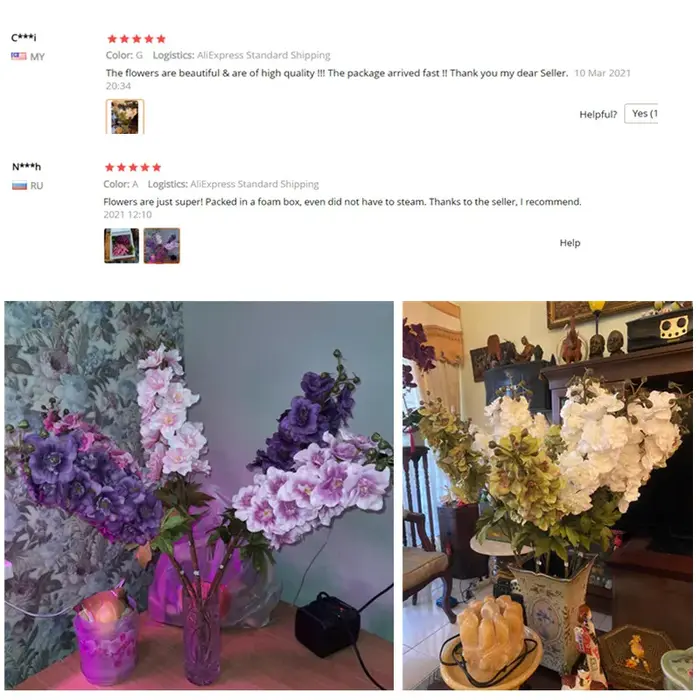 HMEOT 80cm 21 têtes de fleurs artificielles de delphinium longues
