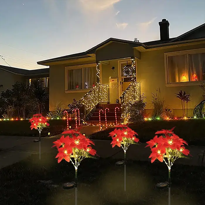 Lumière de fleur artificielle de poinsettia