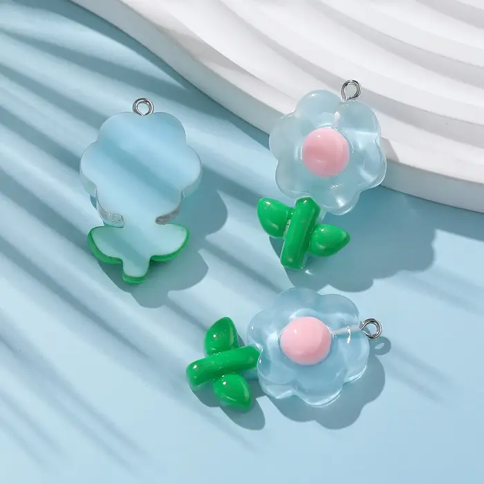 Pendentif tulipe tournesol en résine, 5 pièces/lot, accessoires de fabrication de bijoux faits à la 