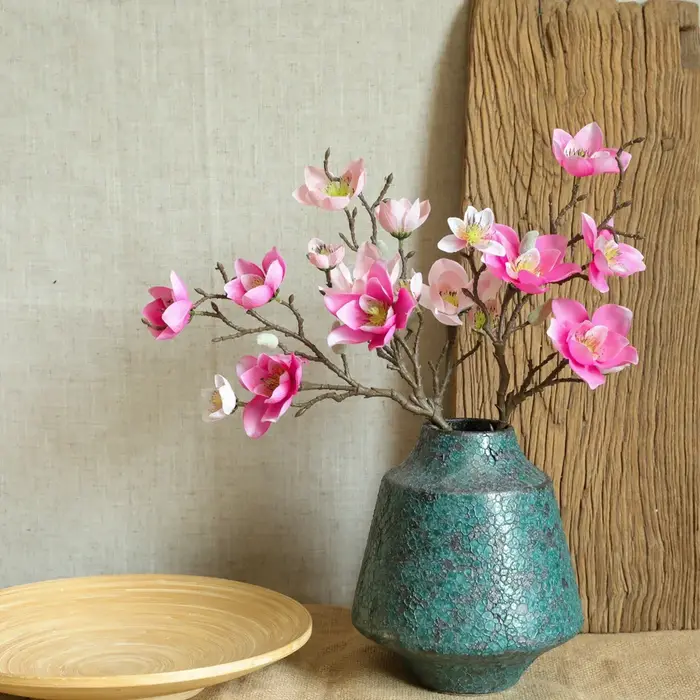 5 têtes fleur artificielle Francica multi-têtes Magnolia INS fausse