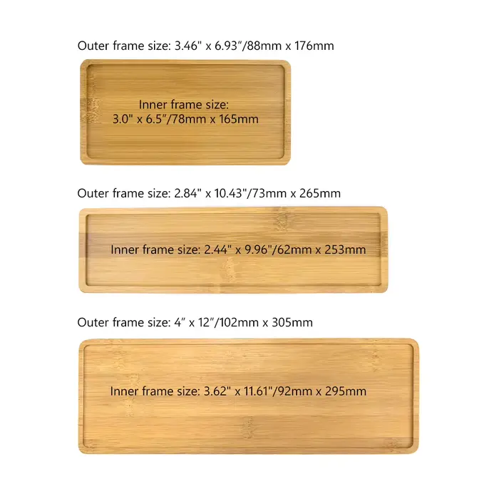 Soucoupes rectangulaires pour plantes en bambou