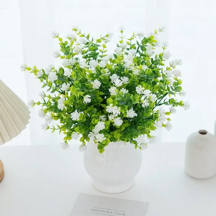 Artificielle Fleurs En Plastique Faux Eucalyptus Plante Mariage nuptiale bouquet De Noël Décor Vase pour La Maison fenêtre rebord bonsaï Festival