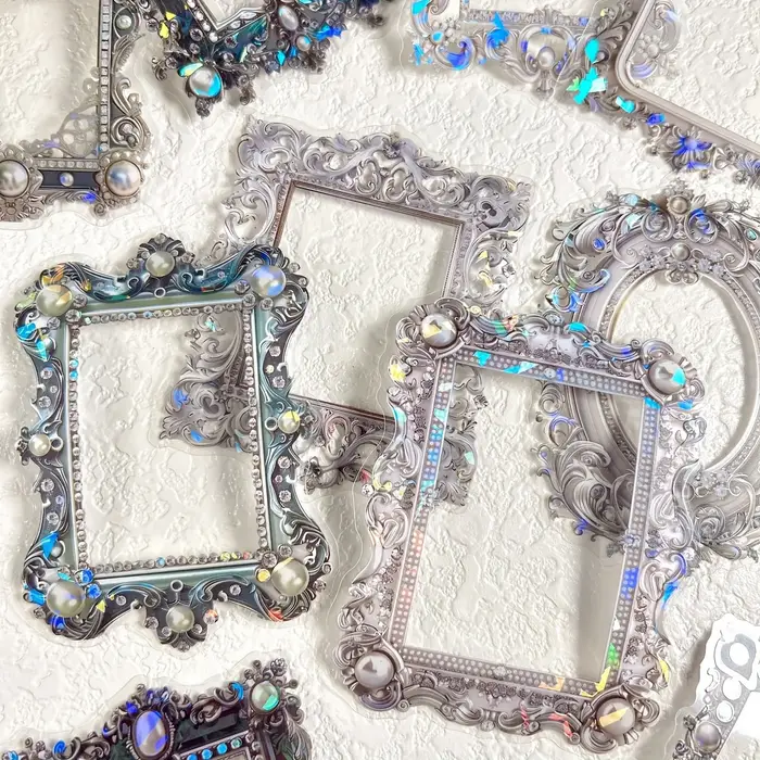 10 Pcs/Pack Floral Frame Stickers Adhesive Materials DIY Scrapbooking Decor Junk Journal Collage Stationery Diary Sticker