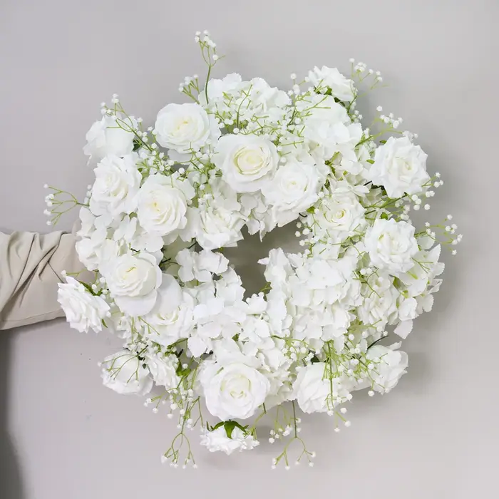 Couronne de Souffle de Bébé Rose Blanche