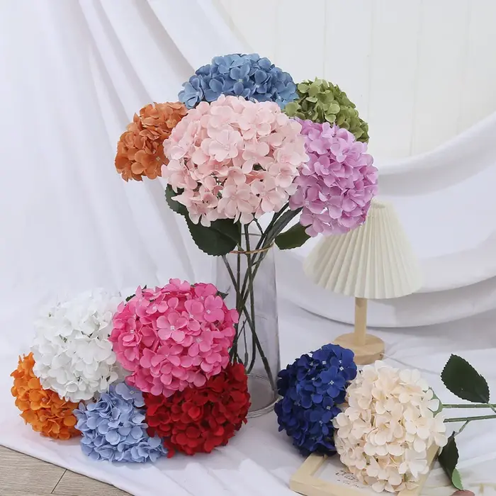 Bouquet de fleurs d'hortensia artificielles bordeaux en gros