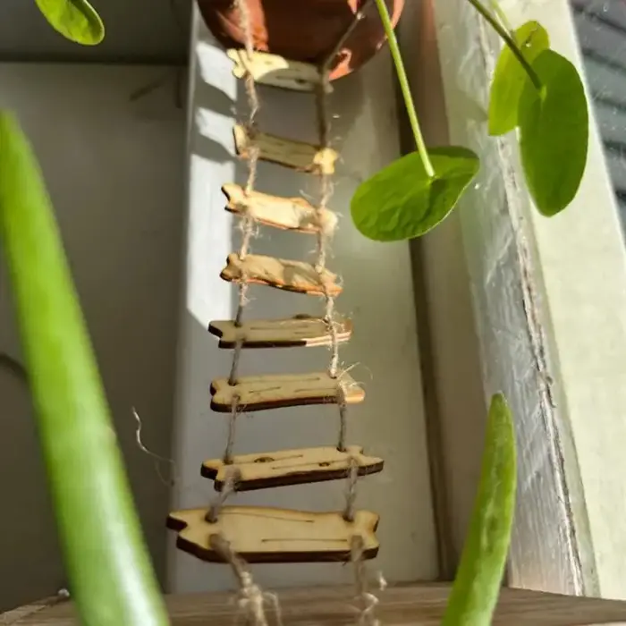 Échelle de corde de pont féerique en bois, décor de jardin féerique Miniature pour cour de maison et