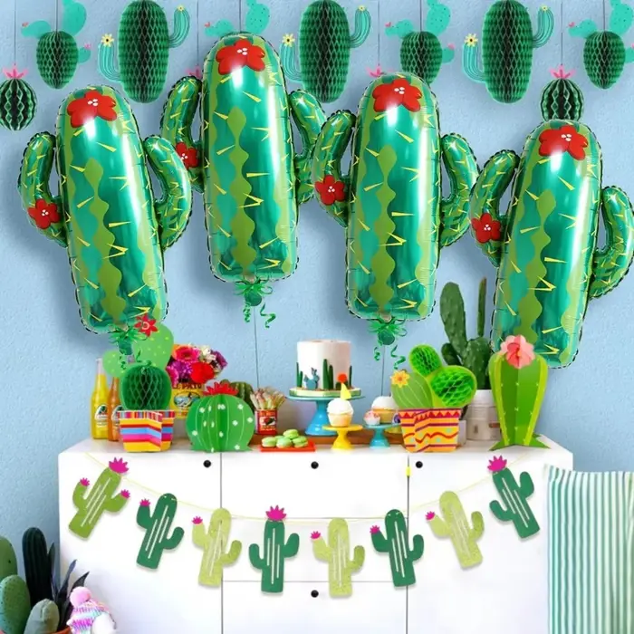 Ballons en aluminium en forme de cactus, plante tropicale, pour décorations de fête d'anniversaire hawaïenne