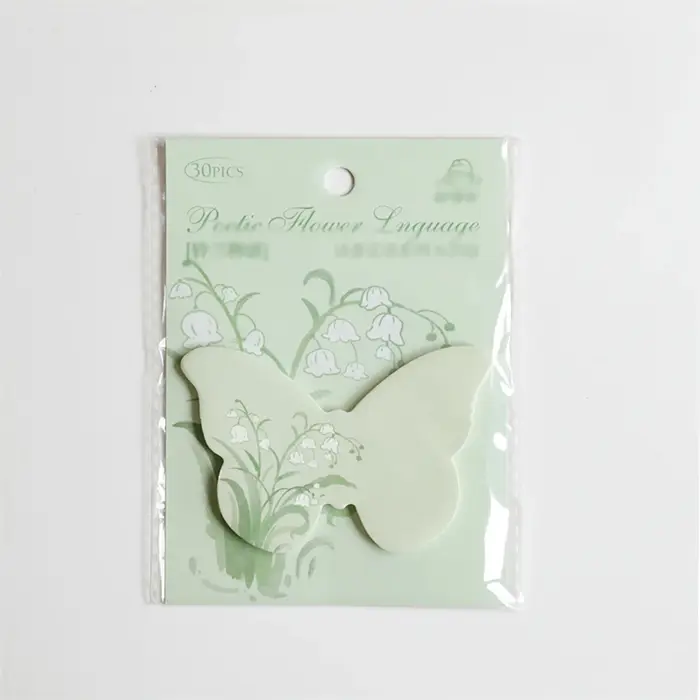 Notes autocollantes « Langage des fleurs » N fois réutilisables, décorations de tente papillon en fo