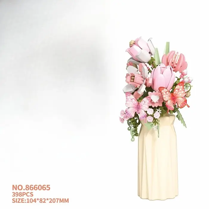Blocs de construction de bouquets de fleurs avec vase