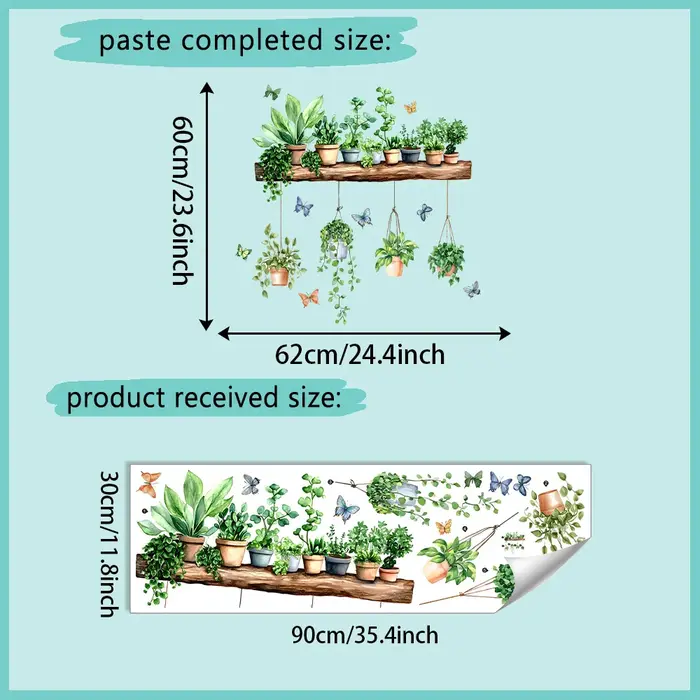 Autocollants muraux 3D de plantes vertes en pot