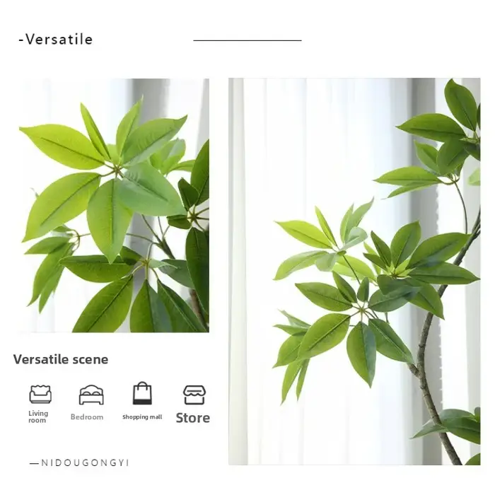 Simulation de plantes vertes en forme de grande feuille