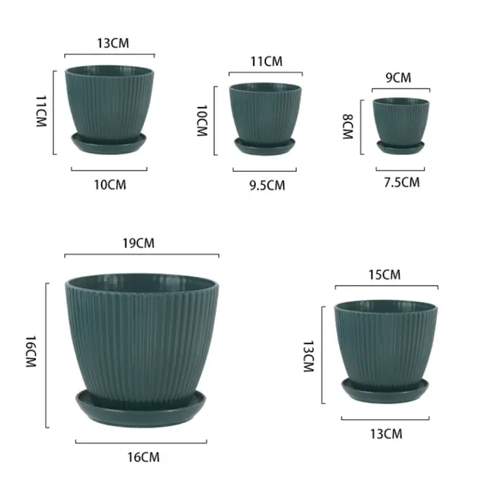 Pot de fleur en plastique Pot de plante succulente avec plateau aneth vert rond Double couche petit Pot