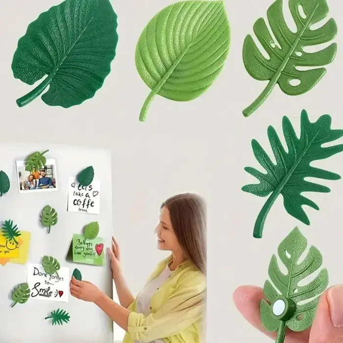 Aimants de réfrigérateur feuilles de plantes 3D