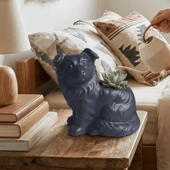 Pot de fleurs en céramique mignon en forme de chien