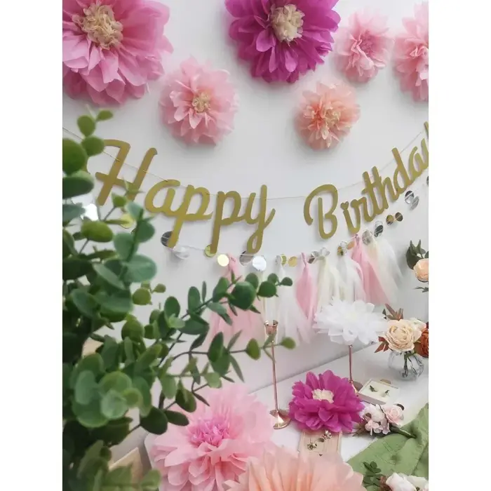 Assortiment de pompons en papier de soie rose