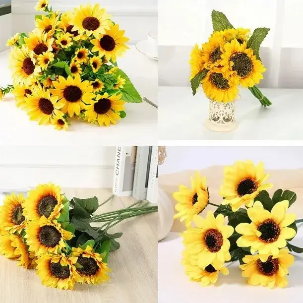 1 lot de 24 fleurs de simulation de tournesol