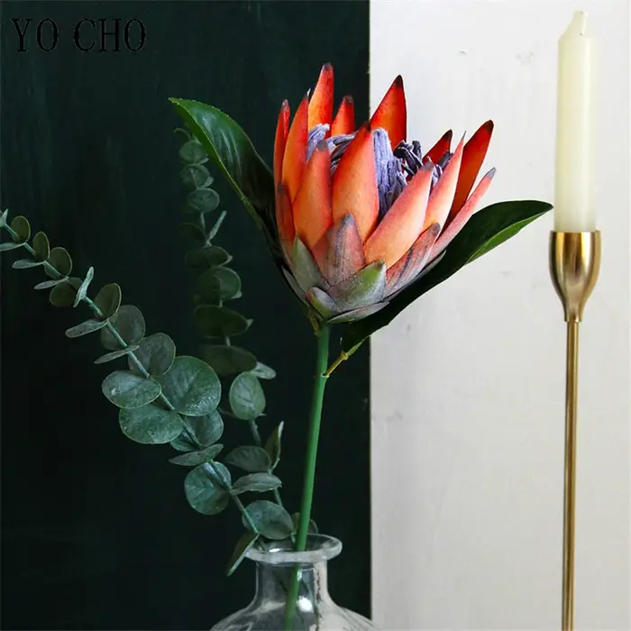 YO CHO fleur artificielle soie roi Protea bricolage Arrangement floral faux fleurs empereur blanc maison fête Table de mariage décoration