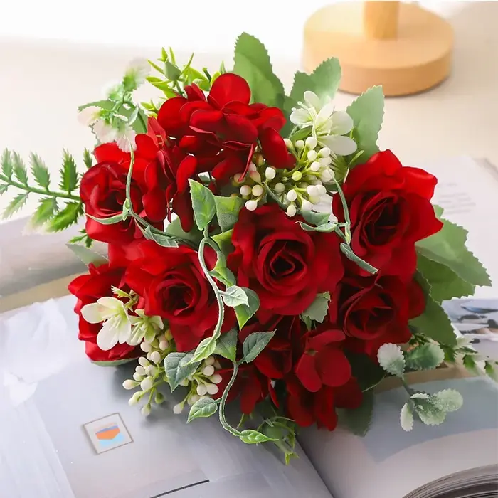 Bouquet de Roses Artificielles pour Décoration Intérieure