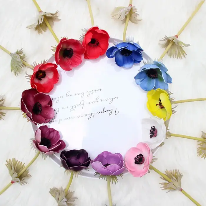 Anémone Rose PU Real Touch pour la décoration de mariage