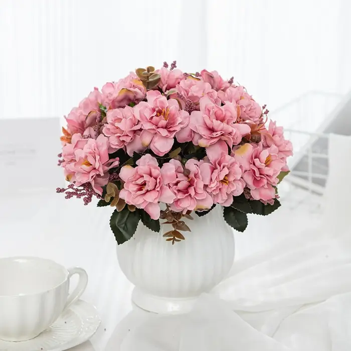 Fleurs artificielles Scrapbooking Soie Cerise Vase Accueil Salle Table Décor Extérieur Mariage Jardin Bouquet Bricolage Festival Couronne
