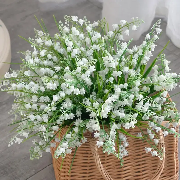 Fleurs Artificielles Vertes en Plastique à 7 Fourches